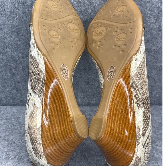 Sofft Snakeskin Leather 3" Wooden Wedge Peep Toe Comfort Dress Shoe Women 10 - Picture 9 of 11
